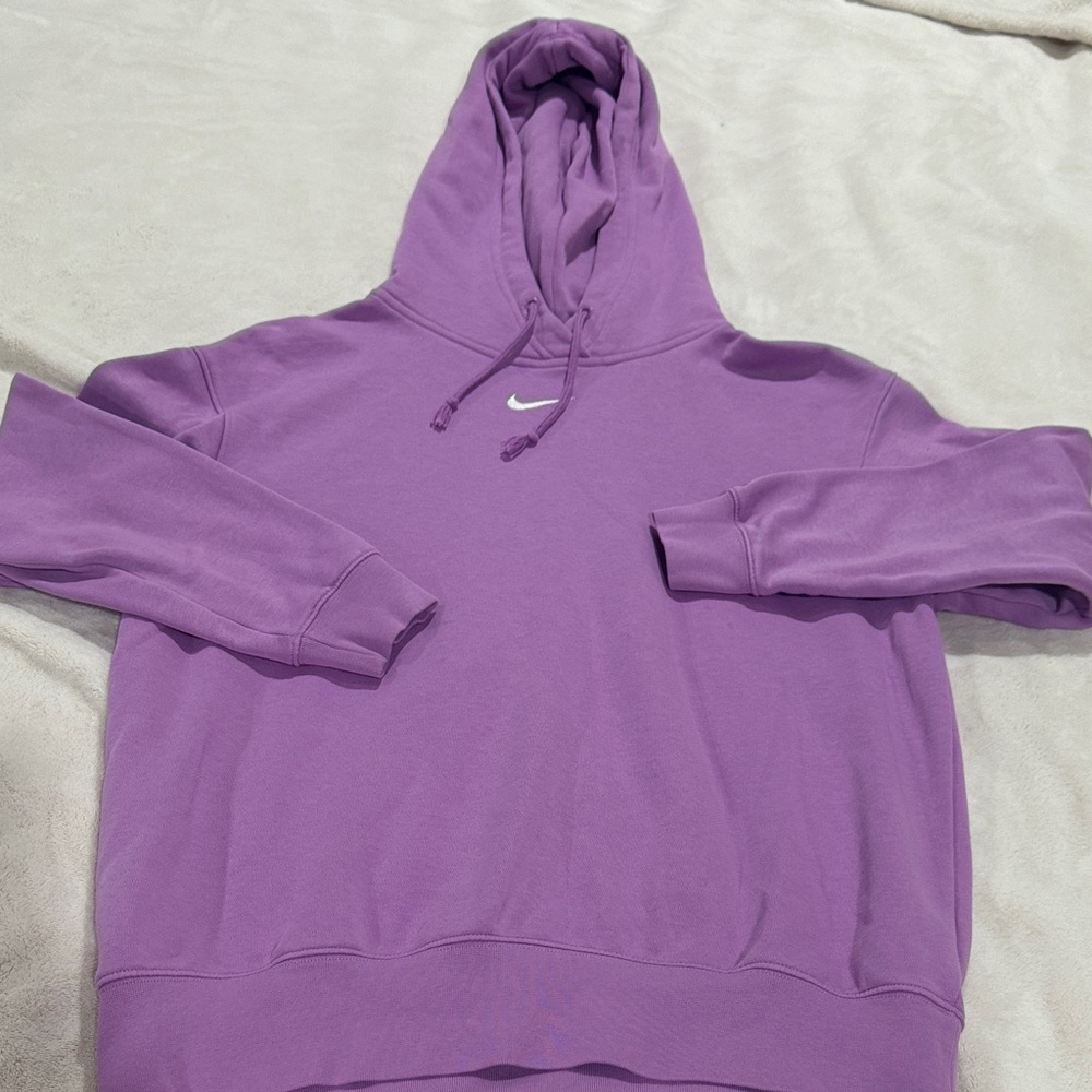 Nike Purple Pullover Hoodie with White Swoosh Oversized XS